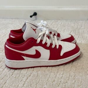 Nike Air Jordan 1 Low Grade School Sneakers - White & Red